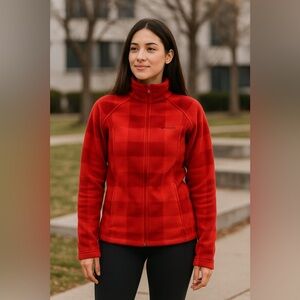 COLUMBIA Benton Springs Printed Full Zip fleece jacket Red size Large